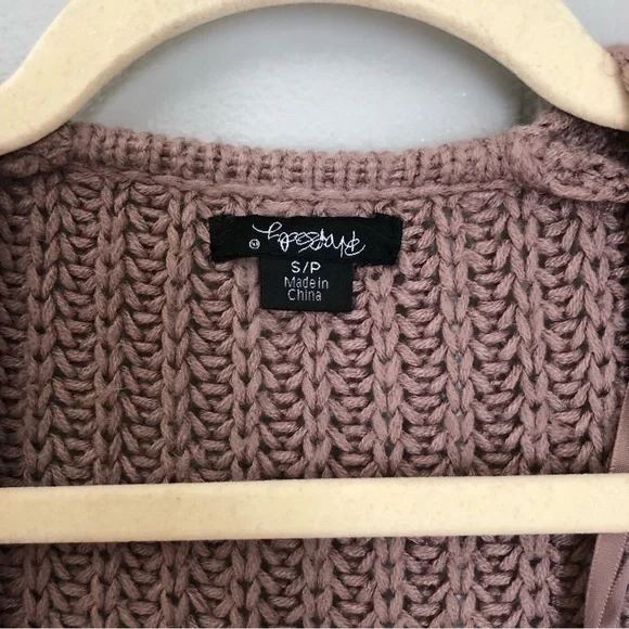 Chunky Cable Knit Open Front Long Sleeve Cardigan Sweater Top Mauve Small Womens - Picture 2 of 3
